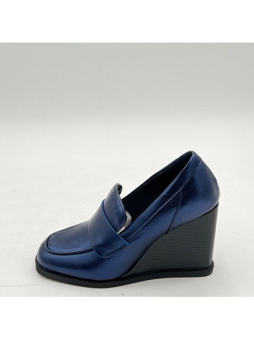 YDN Women Dressy Strappy Pumps Square Closed Toe Slip On Loafers Wedge High Heel